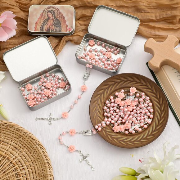 12pcs Virgen De Guadalupe Red Rosary Catholic Necklace with Gift Boxes - Durable - Picture 4 of 7